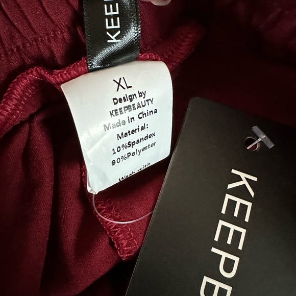 Keep Beauty Red Burgundy Drawstrings Wide Leg Pants Size XL - Picture 8 of 15